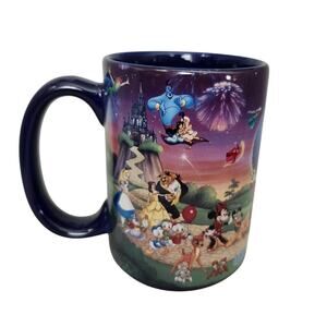 Vintage All Over Walt Disney Print Thailand Cobalt Blue Coffee MUG